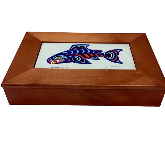 Vintage Wood Ceramic Tile Box by Joe Wilson - Picture 2 of 6